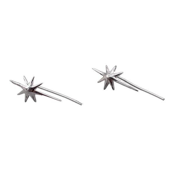 N/A Jewelry - 925 Sterling Silver Star Burst Climber Earrings